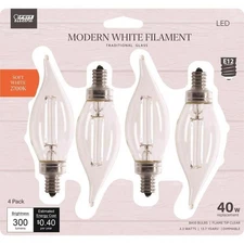 Feit Electric BPCFC40927CAWFIL/4 Soft White Flame Tip Exposed White Filament LED