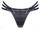 LEATHER, Black, Detachable CHAINS, Sz 2, Agent Provocateur ‘Cosima’, Rhinestones — photo 1