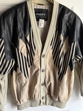 Giacca maglia pelle scamosciata uomo Christian St John Collezione vintage taglia ML NUOVA CON ETICHETTE