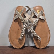 MIA Gold Braided Strappy Buckle Sandal Girls Size 1 Flat Casual Summer
