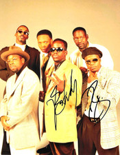 * NEW EDITION * signed 8x10 photo * BOBBY BROWN & RICKY BELL * COA *