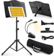 Donner Sheet Music Stand with Light, DMS-1 Portable Metal Music Stand, Tabletop