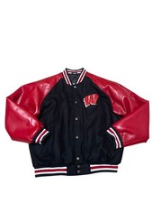 Vintage Steve and Barrys Bomber Jacket Men's Med University of Wisconsin Badgers