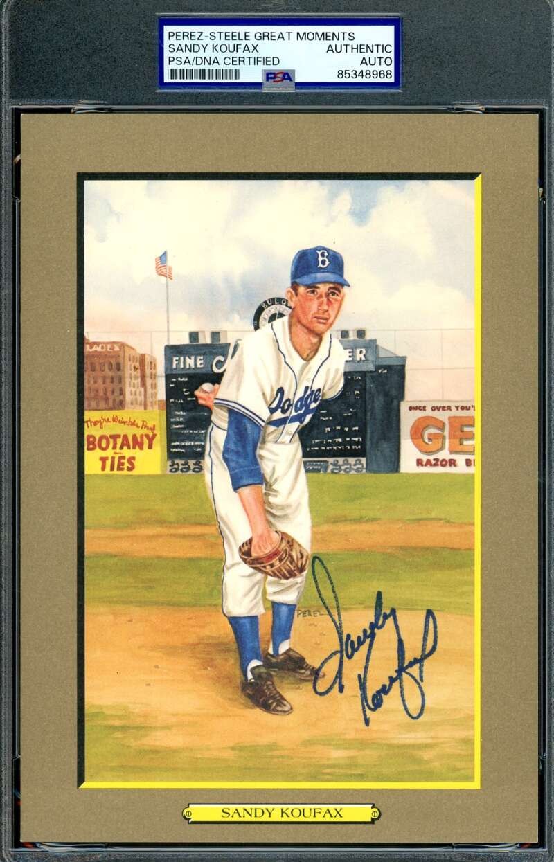 Sandy Koufax PSA DNA Cert Signed Perez Steele Great Moments Postcard Autograph