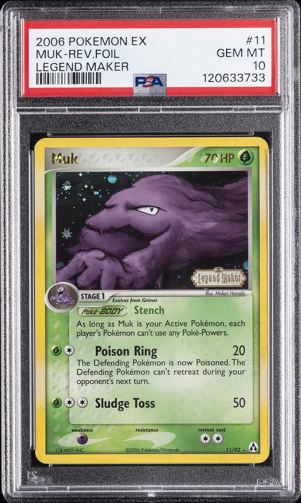 2006 POKEMON EX LEGEND MAKER #11 MUK-REVERSE FOIL PSA 10