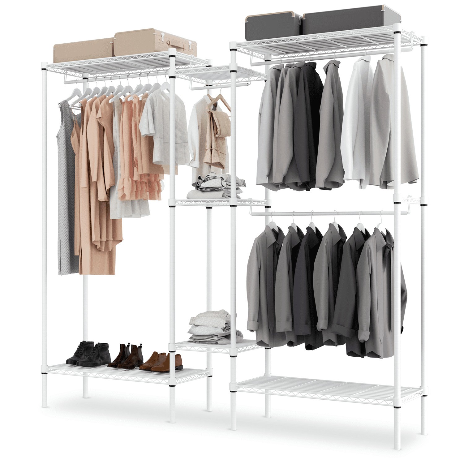 Magshion L-Shaped Corner Clothes Rack for Bedroom Wardrobe Storage-image