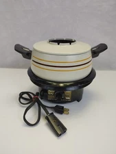 Vintage Regal Ware Electric Fondue Pot Gourmet Cooker Mardi Gras 1.5 Qt Works