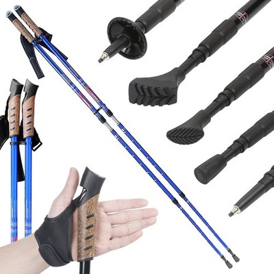 Aluminium Wanderstöcke 2er Set Blau Nordic Walking Stöcke Teleskop Trekking Wand