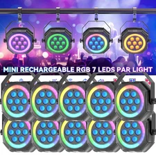 Mini 7LED Rechargeable Wireless Par Lights DMX DJ Stage Up-Lights with Remote US