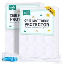 Crib Mattress Protector 2 Pack Waterproof Fitted 52x28 White Quilted Pad Cover