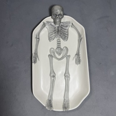 Arlington Designs Skeleton Stoneware Serving Platter Halloween Dish Goth 14''