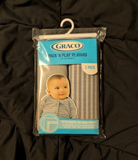 Graco Pack N Play Playard Fitted Sheets Gray 39x27 Pack of 2 NIP