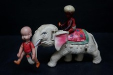 RARE VINTAGE 1930S CELLULOID HENRY ON ELEPHANT WIND UP TOY WORKS
