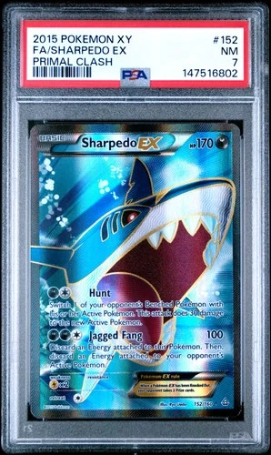 2015 POKEMON XY PRIMAL CLASH #152 FULL ART/SHARPEDO EX PSA 7