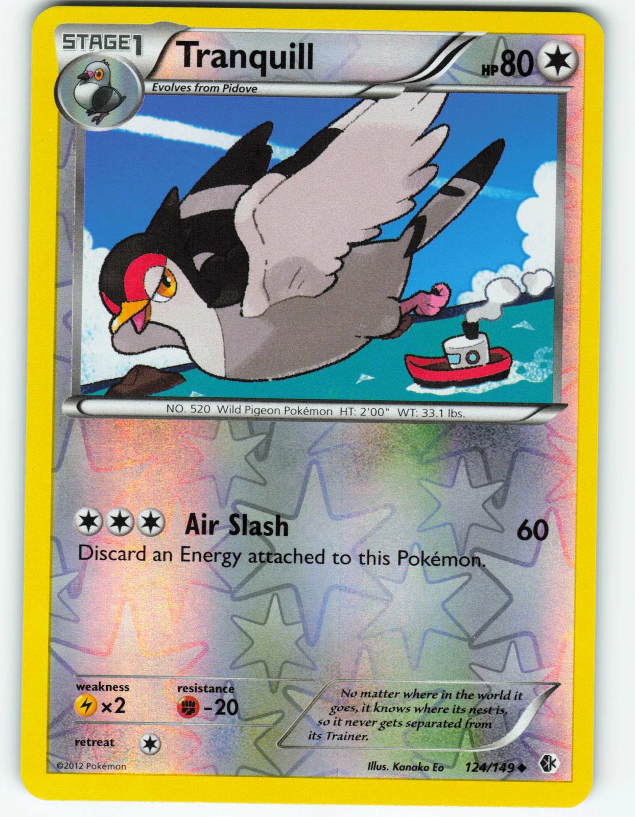 Tranquill - Reverse Holo - 124/149 Boundaries Crossed - Pokémon TCG - 2012