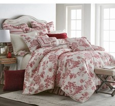 Olivia Quido Cosmopolitan Toile Red 3-piece Luxury COMFORTER Set King NWT $432