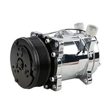 Universal A/C Compressor with Black PV7 Clutch SD 508 Style 5H14 R134A Chrome