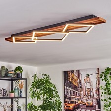 Moderne Deckenlampe in Dunkelbraun/Schwarz aus Metall, Holz & Kunststoff, 42W