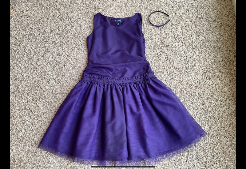 Chaps Girls Purple Tulle Dress with Headband 16 NWT ( Read )