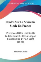 Philarete Chasles | Etudes Sur Le Seizieme Siecle En France | Taschenbuch (2009)