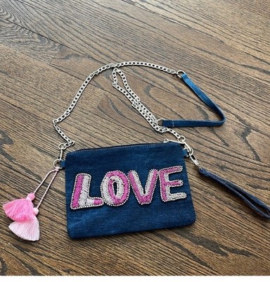 Bari Lynn Girls Denim Love Clutch Bag