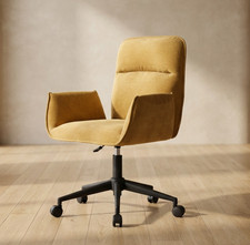 Sedia da ufficio stile Eames gialla seduta in ciniglia girevole - invia offerta