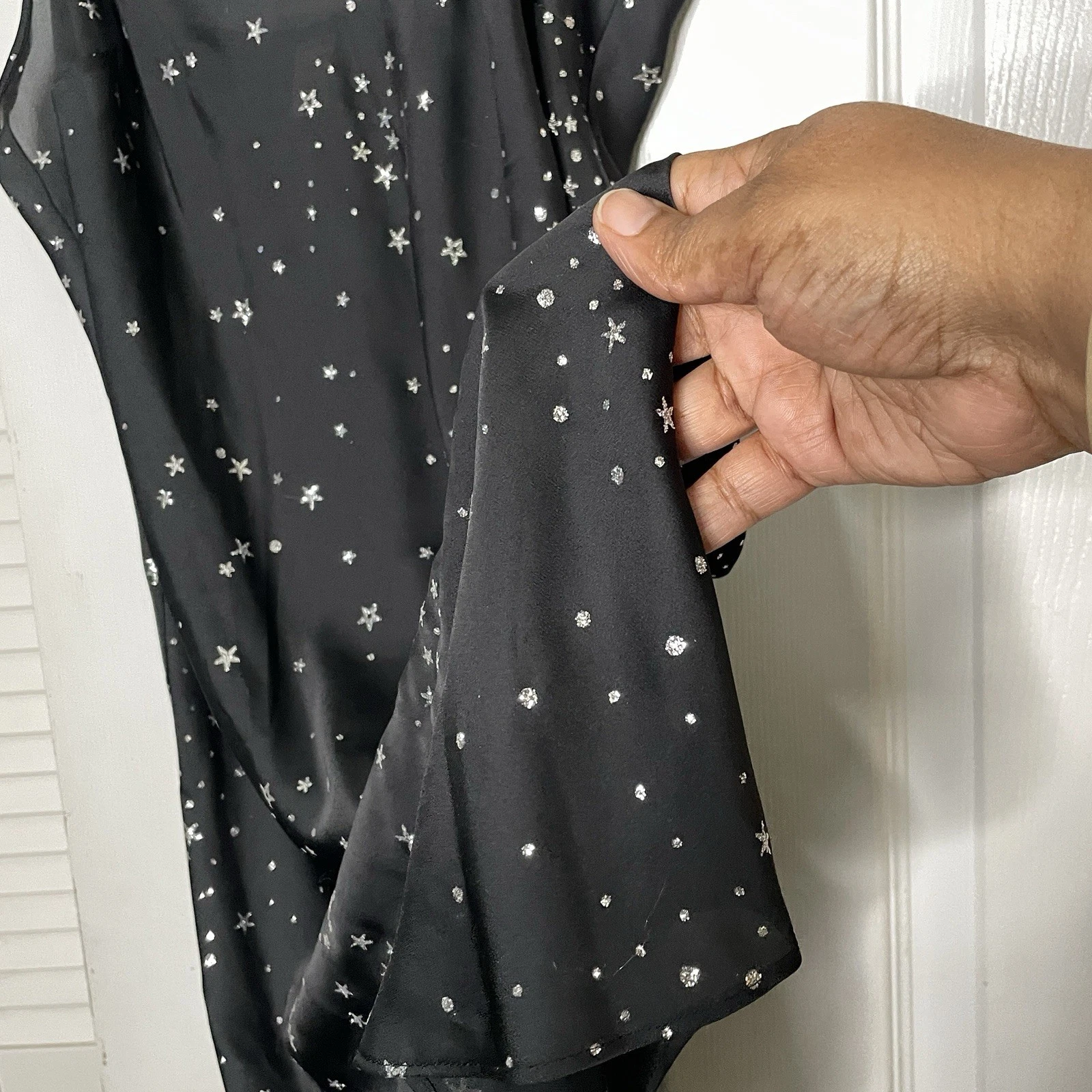 UNDERCOVER Abito Victoria Secret Sparkle Stars Chiffon Slip Taglia L Nero Argento Dark Fairy