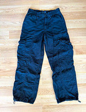 Aeropostale Women  s Black Solid Cargo Pants w/ Pockets Drawstring Size S