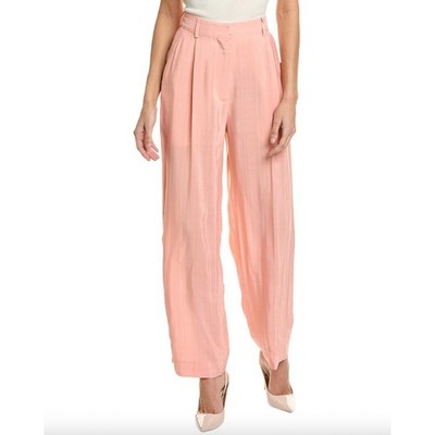 Sandro Paris Felix Pleated Grain de Poudre Tapered Pants Pink Size FR 40 / US 8