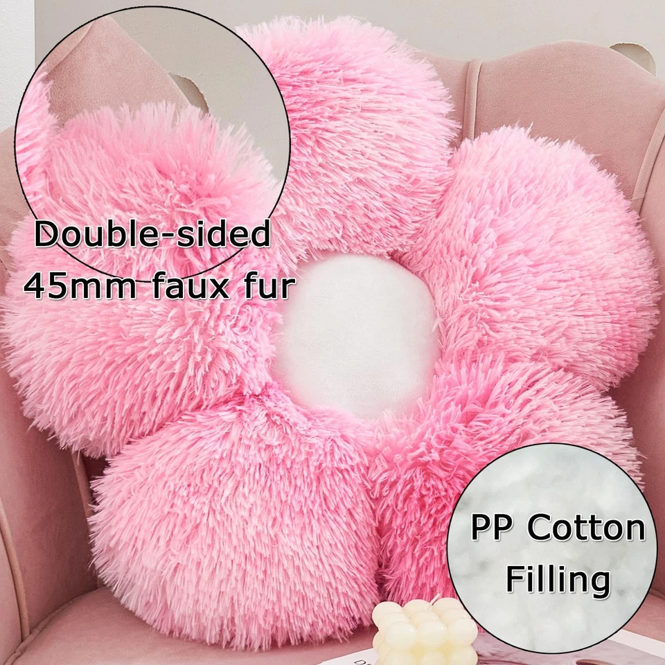 Flower Pillow Shaped Throw Pillows, 20" Floor Pillow Butt Cushion - Fluffy Sh... - Image 3 of 4