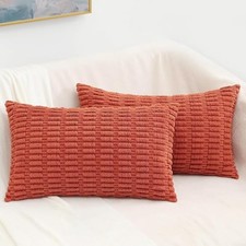 Neutral Decorative Fall Throw Pillow Covers 12x20 20" x 12" Pack of 2 Rust