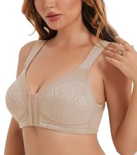 Unpadded Wireless Front Closure Posture Bra with Back Support Everyday