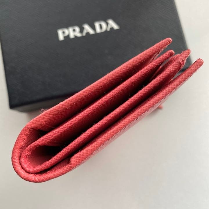 PRADA Saffiano Leather Wallet Gold Metal Logo Snap Closure 9.5x16cm Mint Condit thumbnail 18