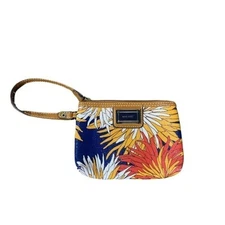 Nine West Wristlet Faux Leather Bright Floral Print Tropical Travel Vacation