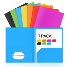 7Pcs Heavyweight Plastic Folders with Pockets,7 Colors Letter Size FREE delivery