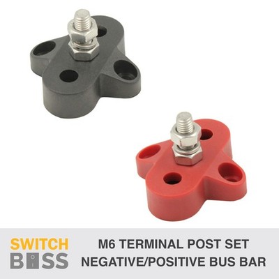 M6 SET Terminal Post Bus Bar Power Distribution Block Stud Side Mount 12v 24v