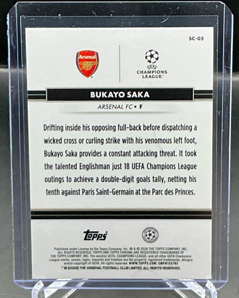 2026 Topps Chrome National NSCC BUKAYO SAKA SC-05 view 2