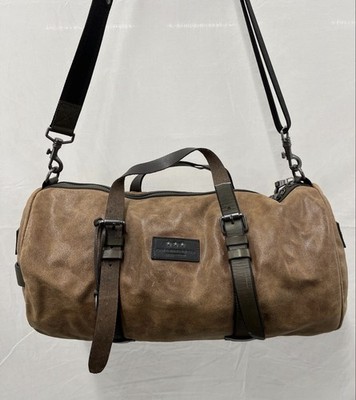 John Varvatos USA Vintage Leather Duffel Bag with Adjustable Strap