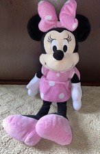 Disney Minnie Mouse Pink Dress Bow Plush Doll Toy EUC Pre Owned