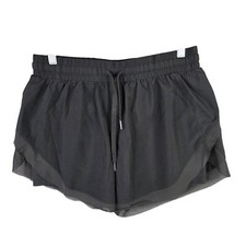 Womens Black Running Athletic Shorts Lined Polyester Spandex 4" Inseam Size L