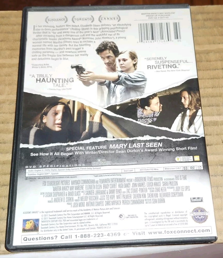 Martha Marcy May Marlene (DVD, 2012) 24543771630| eBay