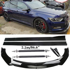 Front Bumper Lip Spoiler Side Skirts Rear Glossy Black For Infiniti Q50 14-21