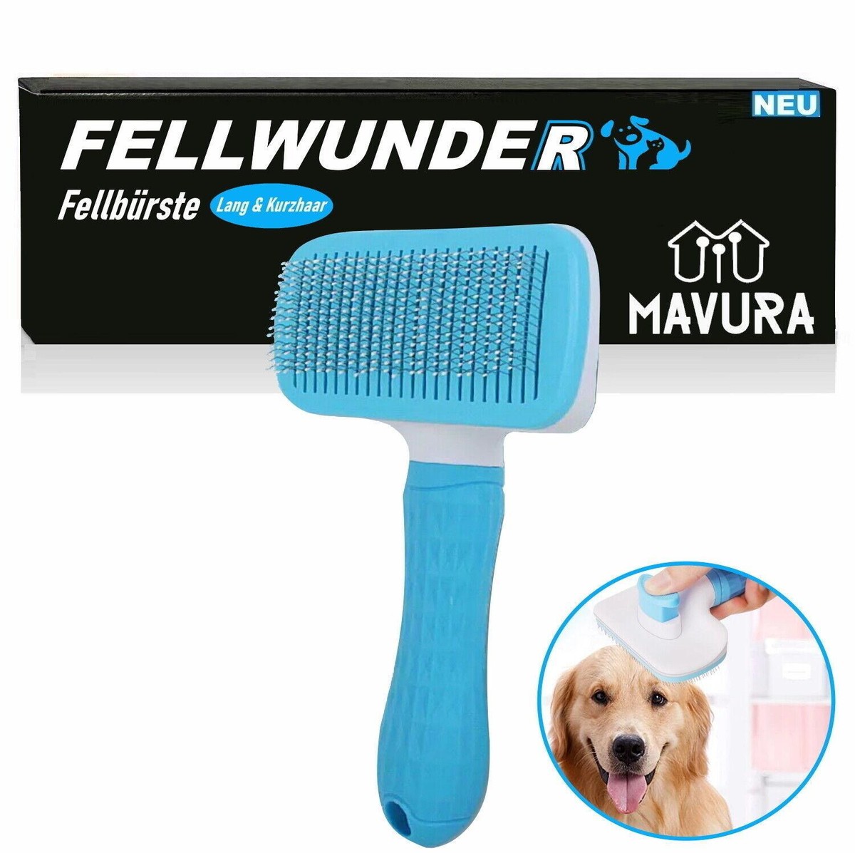 KUEIOX Fellpflegebürsten-Set Für Hunde – Blau, All-in-One Kit Für Verschiedene Felltypen