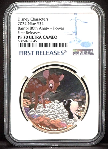 2022 NIUE $2 1oz Disney Characters Bambi 80th Anniversary Flower NGC PF70 UC