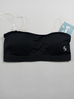 Soffe Bra Tank Top Women Size Small Strapless Ilusion Black Athleisure