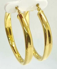 QVC Steel by Design Stainless Steel Round Hoop Earrings Goldrtone