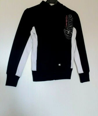 CAMPS UNITED GILET SWEAT ZIPPÉ MANCHES LONGUES POUR FILLE 14 ANS NOIR ET BLANC - Photo 1/4
