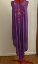 COLLECTIONS ETC DRESS~XL/XXL~PURPLE W/PINK YELLOW NEEDLE WORK~ASYMMETRICAL