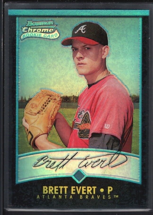 BRETT EVERT 2001 BOWMAN CHROME #121 RC ROOKIE REFRACTOR BRAVES SP