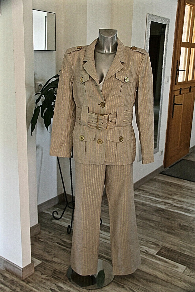 Luxurious Vintage Linen Gold BCBG JC De CASTELBAJAC Suit Pants 44